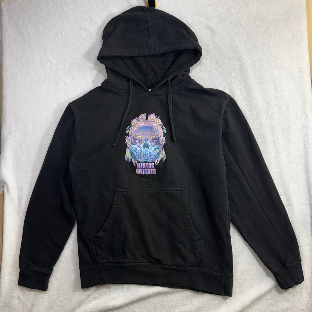 Hiatus Kaiyote M Graphic Hoodie Black Streetwear Skull Art Psychedelic Acid Rave